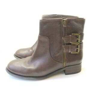 Nine West Side Zip Bootie Women's Sz 6.5M in Brown Leather
